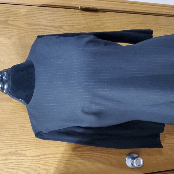 Elie Tahari nwt pinstriped storm dress black white merino wool knit sleeves - Picture 2 of 9